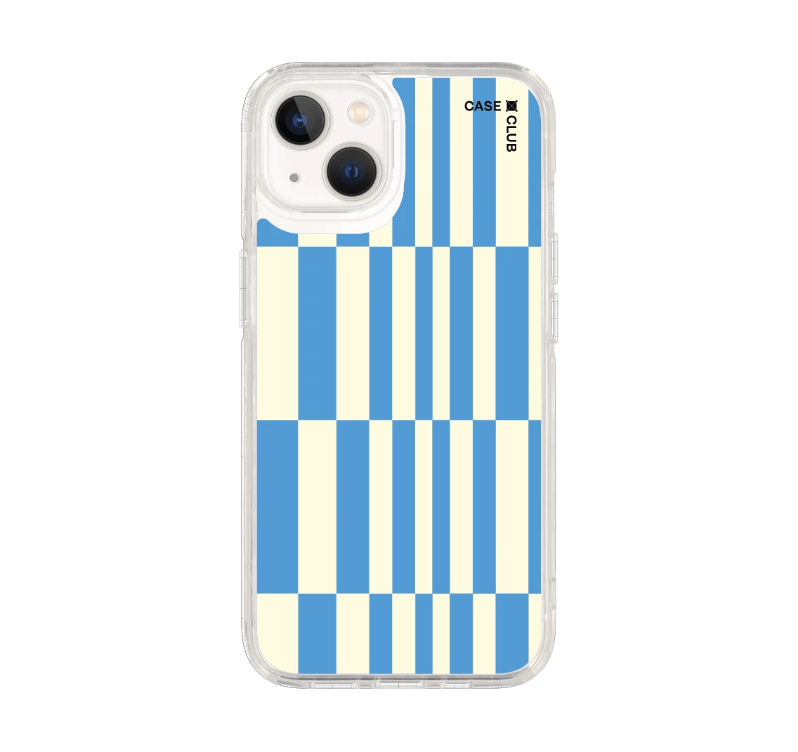 iphone 13 clear case blue asymmetrical textile